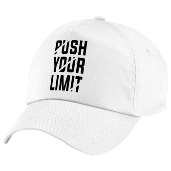 Push your limit, Καπέλο παιδικό Baseball, 100% Βαμβακερό Twill, Λευκό (ΒΑΜΒΑΚΕΡΟ, ΠΑΙΔΙΚΟ, UNISEX, ONE SIZE)