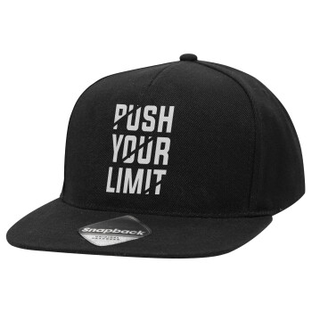 Push your limit, Καπέλο Ενηλίκων Flat Snapback Μαύρο, (POLYESTER, ΕΝΗΛΙΚΩΝ, UNISEX, ONE SIZE)