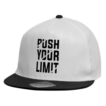 Push your limit, Καπέλο παιδικό Flat Snapback, Λευκό (100% ΒΑΜΒΑΚΕΡΟ, ΠΑΙΔΙΚΟ, UNISEX, ONE SIZE)