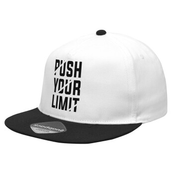 Push your limit, Καπέλο Ενηλίκων Flat Snapback Λευκό/Μαύρο, (POLYESTER, ΕΝΗΛΙΚΩΝ, UNISEX, ONE SIZE)