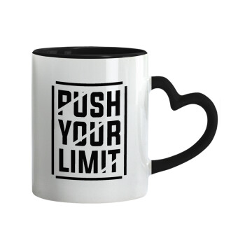 Push your limit, Mug heart black handle, ceramic, 330ml