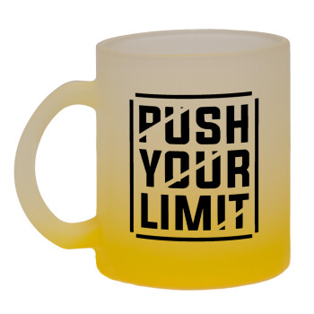 Push your limit, Κούπα γυάλινη δίχρωμη με βάση το κίτρινο ματ, 330ml