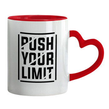 Push your limit, Mug heart red handle, ceramic, 330ml