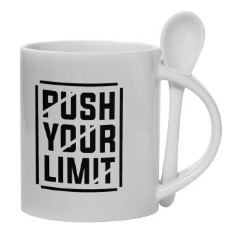 Push your limit, Ceramic coffee mug with Spoon, 330ml (1pcs)