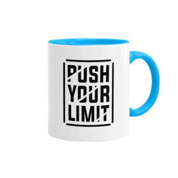 Push your limit, Mug colored light blue, ceramic, 330ml
