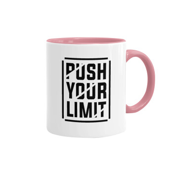 Push your limit, Κούπα χρωματιστή ροζ, κεραμική, 330ml
