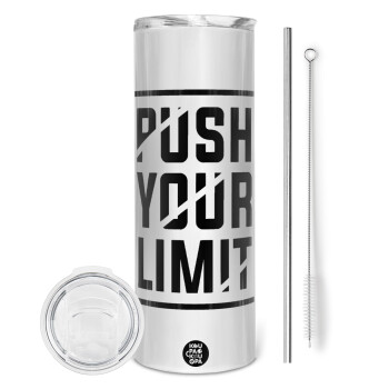 Push your limit, Eco friendly stainless steel tumbler 600ml, with metal straw & cleaning brush