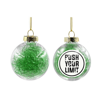 Push your limit, Χριστουγεννιάτικη μπάλα δένδρου διάφανη με πράσινο γέμισμα 8cm
