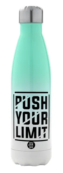 Push your limit — Metal mug thermos Green/White (Stainless steel), double wall, 500ml
