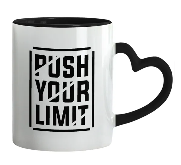 Push your limit — Mug heart black handle, ceramic, 330ml