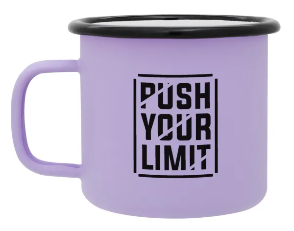 Push your limit — Metal enamel mug, matte light pastel purple, 360ml