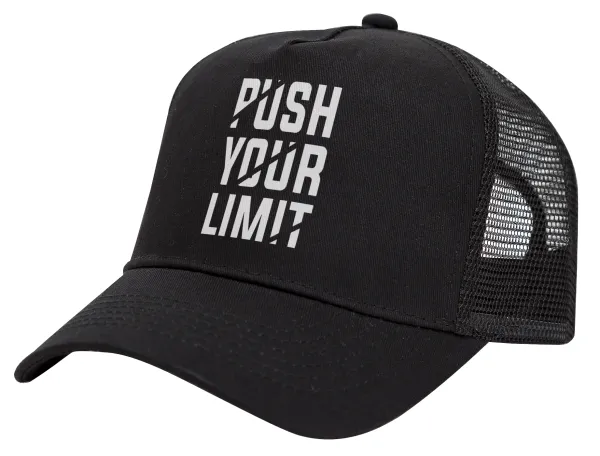 Push your limit — Καπέλο Trucker με Δίχτυ, Μαύρο, (ΒΑΜΒΑΚΕΡΟ, ΠΑΙΔΙΚΟ, UNISEX, ONE SIZE)