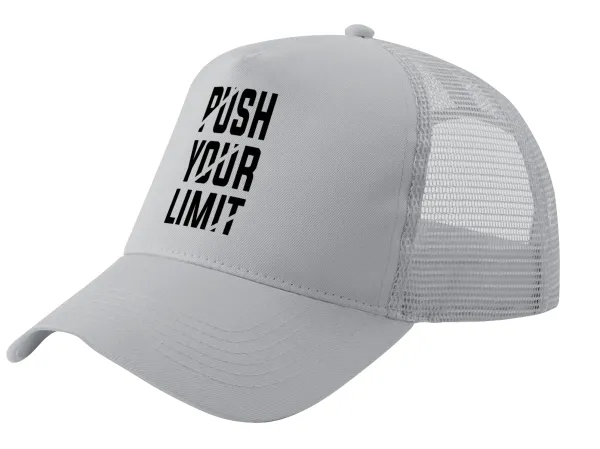 Push your limit — Καπέλο Ενηλίκων Structured Trucker, με Δίχτυ, ΓΚΡΙ (100% ΒΑΜΒΑΚΕΡΟ, ΕΝΗΛΙΚΩΝ, UNISEX, ONE SIZE)