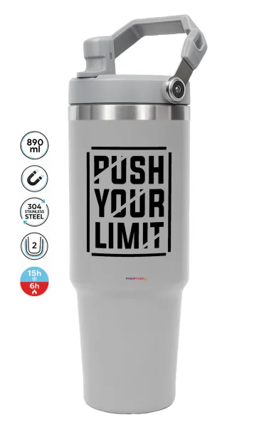 Push your limit — ΓΚΡΙ Travel Tumbler Θερμός με χερούλι και καλαμάκι 890ml