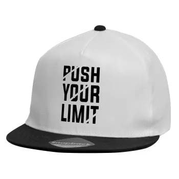 Push your limit, Καπέλο παιδικό Flat Snapback, Λευκό (100% ΒΑΜΒΑΚΕΡΟ, ΠΑΙΔΙΚΟ, UNISEX, ONE SIZE)