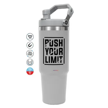 Push your limit, ΓΚΡΙ χρώματος Θερμός Ανοξείδωτο 890ml (30oz) με χερούλι