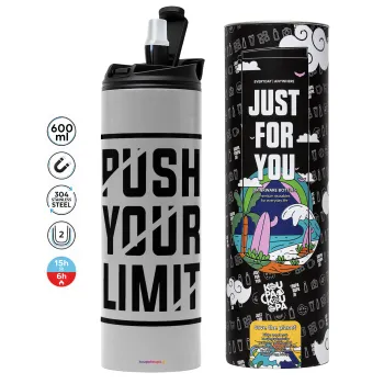 Push your limit, Tumbler ποτήρι θερμό ΓΚΡΙ από ανοξείδωτο ατσάλι 600ml
