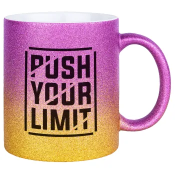 Push your limit, Κούπα Χρυσή/Ροζ Glitter, κεραμική, 330ml
