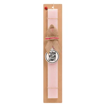 Push your limit, Easter Set, wooden keychain & scented flat Easter candle (30cm) (PINK)