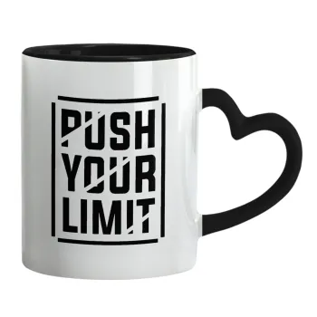 Push your limit, Κούπα καρδιά χερούλι μαύρη, κεραμική, 330ml