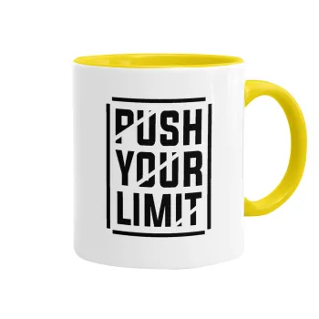 Push your limit, Κούπα χρωματιστή κίτρινη, κεραμική, 330ml