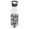 White water bottle with straw, stainless steel 600ml