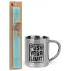 Easter Set, metallic thermal cup (300ml) & aromatic flat Easter candle (30cm) (TURQUOISE)