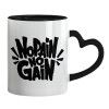Mug heart black handle, ceramic, 330ml