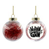 Transparent Christmas tree ball ornament with red filling 8cm