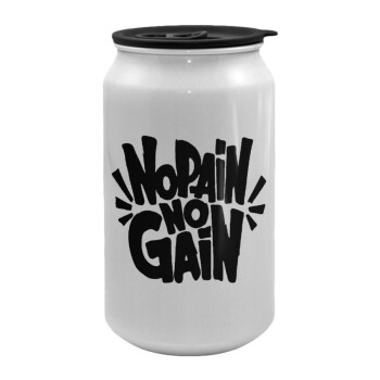 No pain no gain, Κούπα ταξιδιού μεταλλική με καπάκι (tin-can) 500ml