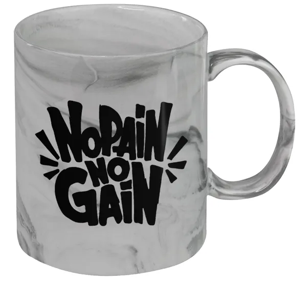 No pain no gain — Mug ceramic marble style, 330ml