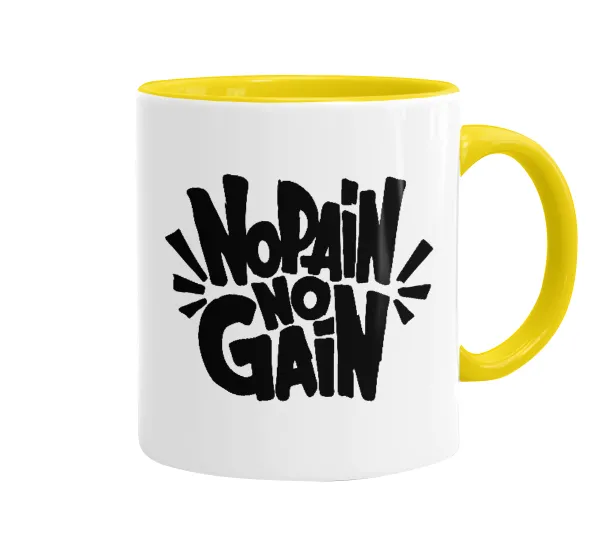 No pain no gain — Mug colored yellow, ceramic, 330ml