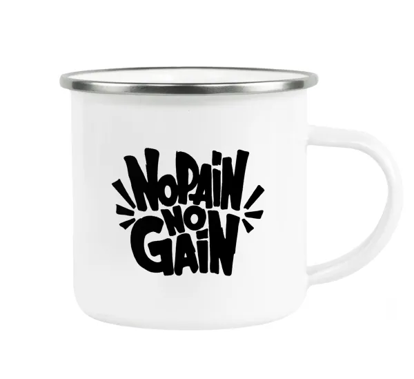 No pain no gain — Κούπα Μεταλλική εμαγιέ λευκη 360ml
