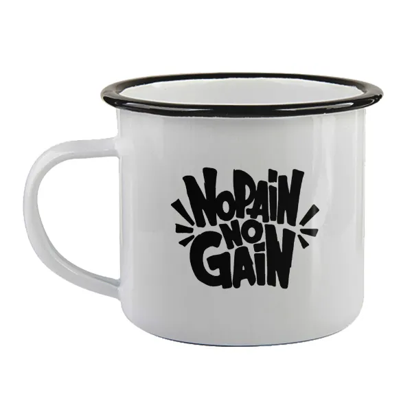 No pain no gain — Κούπα εμαγιέ με μαύρο χείλος 360ml