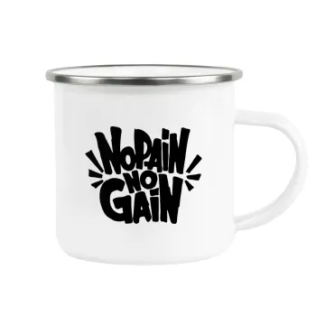 No pain no gain, Metallic enamel cup white 360ml