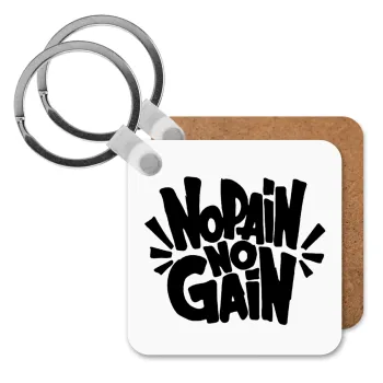 No pain no gain, Μπρελόκ Ξύλινο τετράγωνο MDF