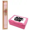 Easter Set, children's snack container PINK & scented flat Easter candle (30cm) (PINK)