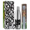 Easter Set, metallic stainless thermos flask (500ml) & scented flat Easter candle (30cm) (GRAY)