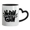 Mug heart black handle, ceramic, 330ml