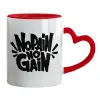 Mug heart red handle, ceramic, 330ml