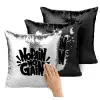 Μαξιλάρι καναπέ Μαγικό Μαύρο με πούλιες 40x40cm περιέχεται το γέμισμα