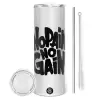 Tumbler stainless steel 600ml, with metal straw & cleaning brush