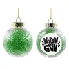 Στολίδι Χριστουγεννιάτικη μπάλα δένδρου διάφανη με πράσινο γέμισμα 8cm