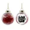 Στολίδι Χριστουγεννιάτικη μπάλα δένδρου διάφανη με κόκκινο γέμισμα 8cm