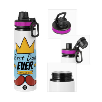 King, Best dad ever, Metallic water bottle with safety lid, 850ml aluminum