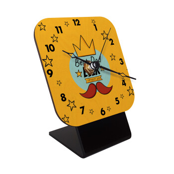 King, Best dad ever, Quartz Table clock in natural wood (10cm)
