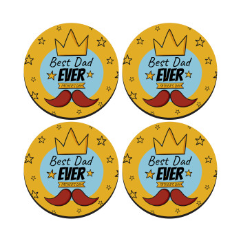 King, Best dad ever, SET of 4 round wooden coasters (9cm)