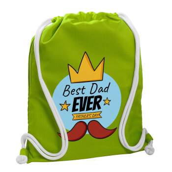 King, Best dad ever, Τσάντα πλάτης πουγκί GYMBAG LIME GREEN, με τσέπη (40x48cm) & χονδρά κορδόνια