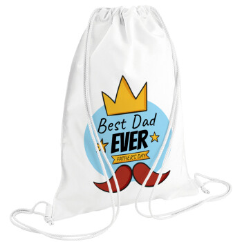 King, Best dad ever, Τσάντα πλάτης πουγκί GYMBAG λευκή (28x40cm)