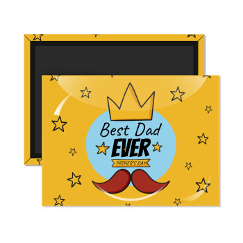 King, Best dad ever, Ορθογώνιο μαγνητάκι ψυγείου διάστασης 9x6cm
